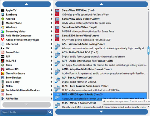 Vælg mp3 output fil