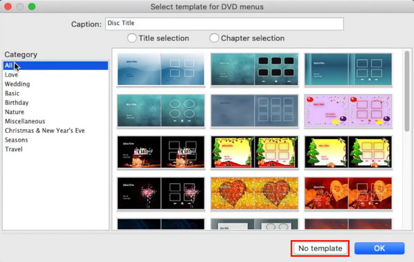 Choose No Template DVDStyler
