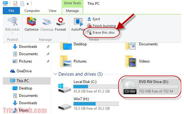 Limpar um DVD no Windows 10