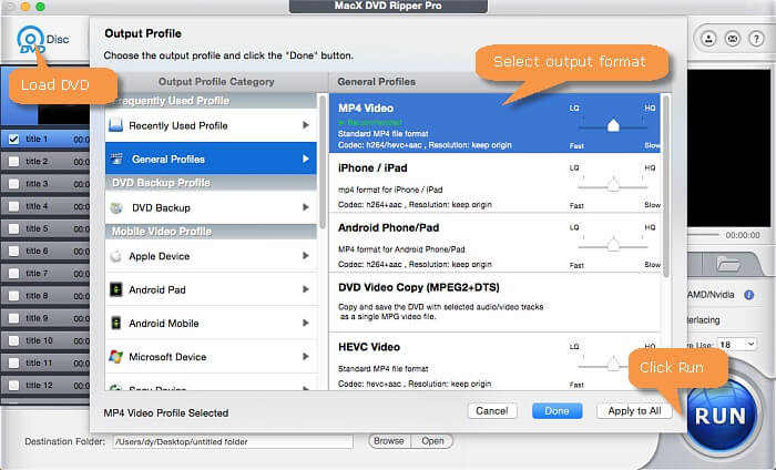 Convert DVD File to MOV in MacX DVD Ripper Pro