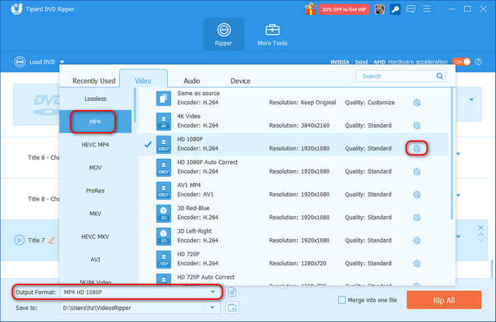 Choose MP4 Output Preset