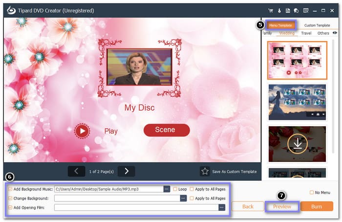 Select A Menu Template