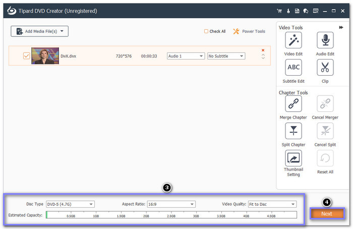 Select Disc Type Ratio And Quality