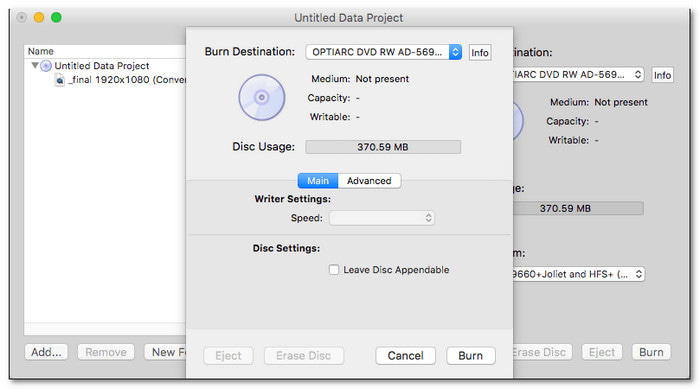 SimplyBurns DVD Burner For Mac