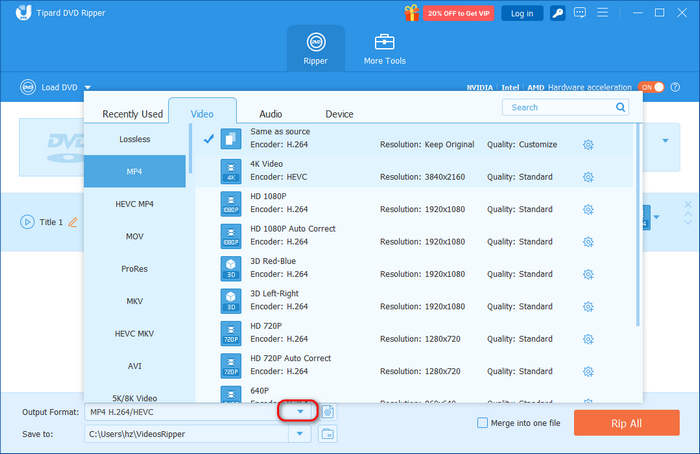 Choose a Video Format in Tipard