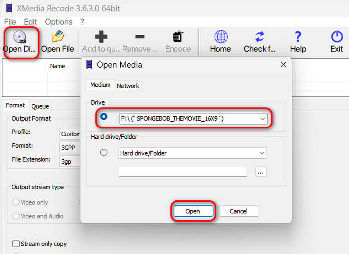 Load DVD in Xmedia Recorde