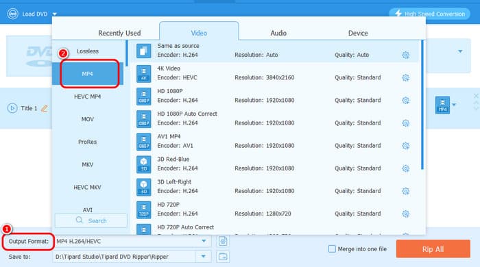 Output Format Option Tipard