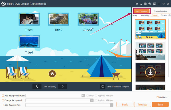 Tipard DVD Burner إضافة قالب