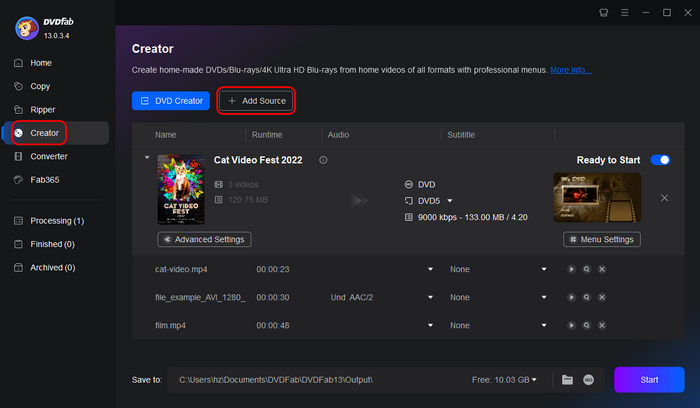 Add MP4 to DVDfab
