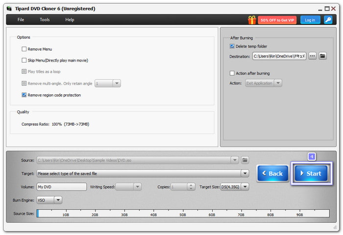 Début du processus de copie du DVD