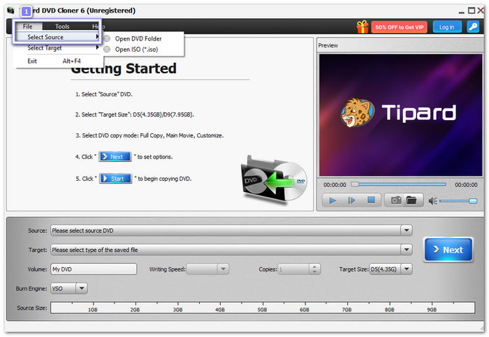 Chargez votre DVD source