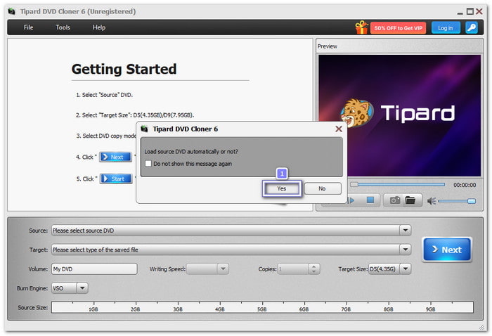 Load Source DVD Automatically