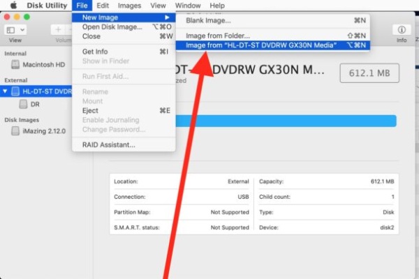 Skapa ny skivavbildning från DVD på Mac