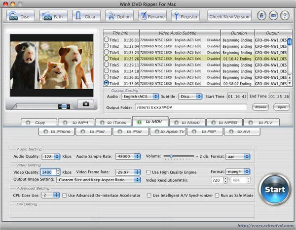 WinX DVD Ripper لنظام التشغيل Mac