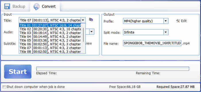 Selezione del titolo con Magic DVD Ripper