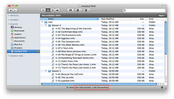 Crear un DVD de datos en Mac