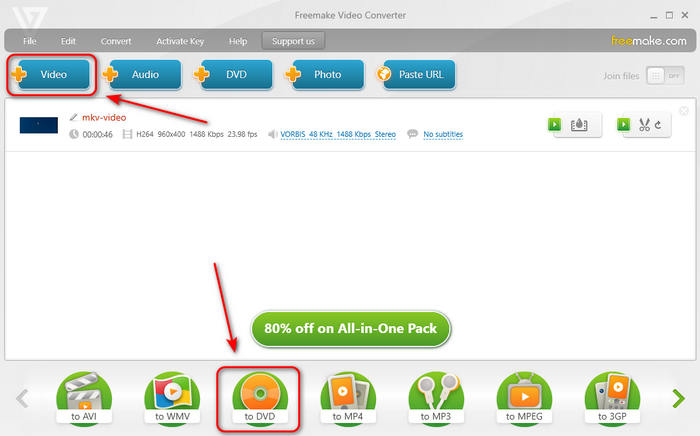 Freemake Add MKV