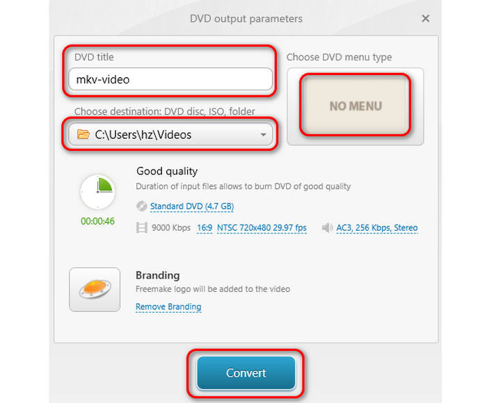 Freemake Convert MKV to DVD Format