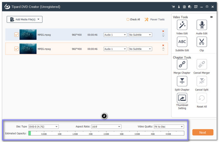 Select Disc Type Ratio & Quality