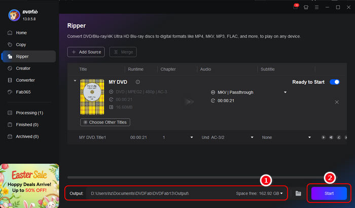 DVDFab Rip DVD to MKV
