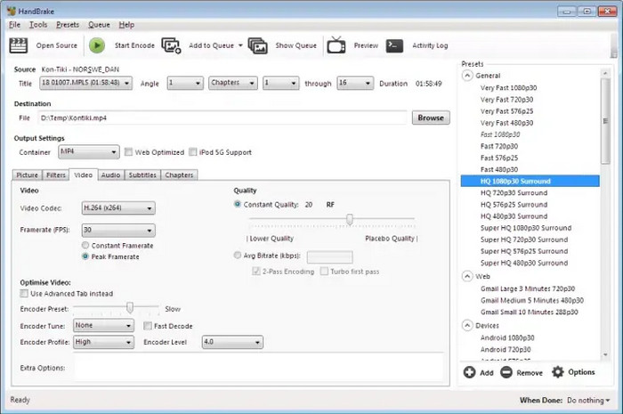 Handbrake Screenshot