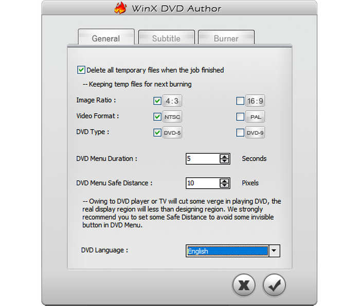 Winx Dvd Author Settings