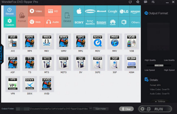 Interfaccia del formato WonderFox