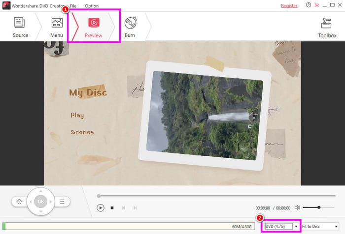 Preview Section Select DVD