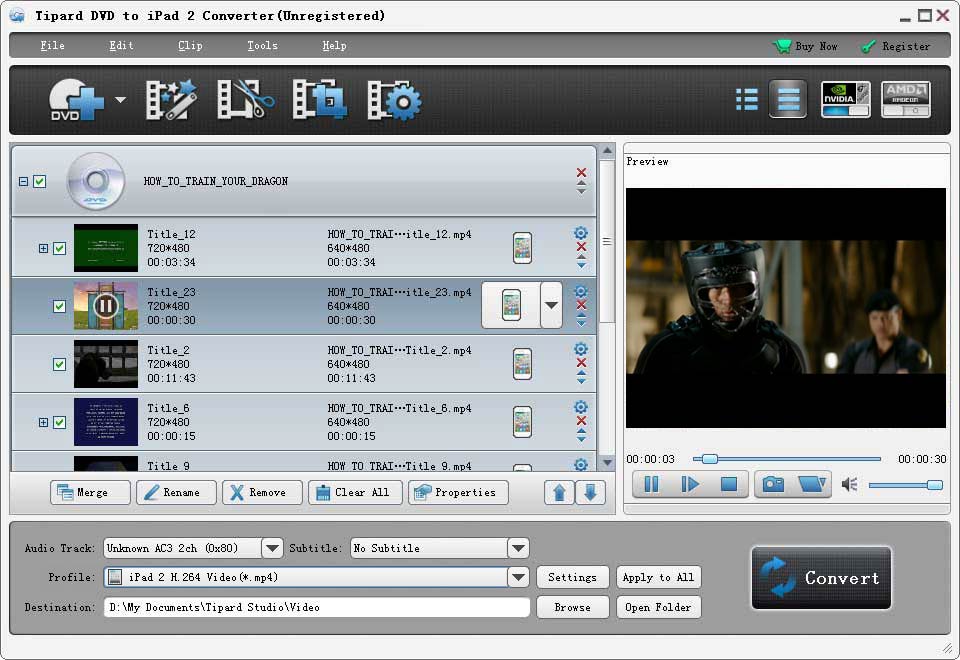 Tipard DVD to iPad 2 Converter screenshot