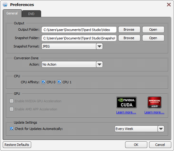 Adjust Output Settings