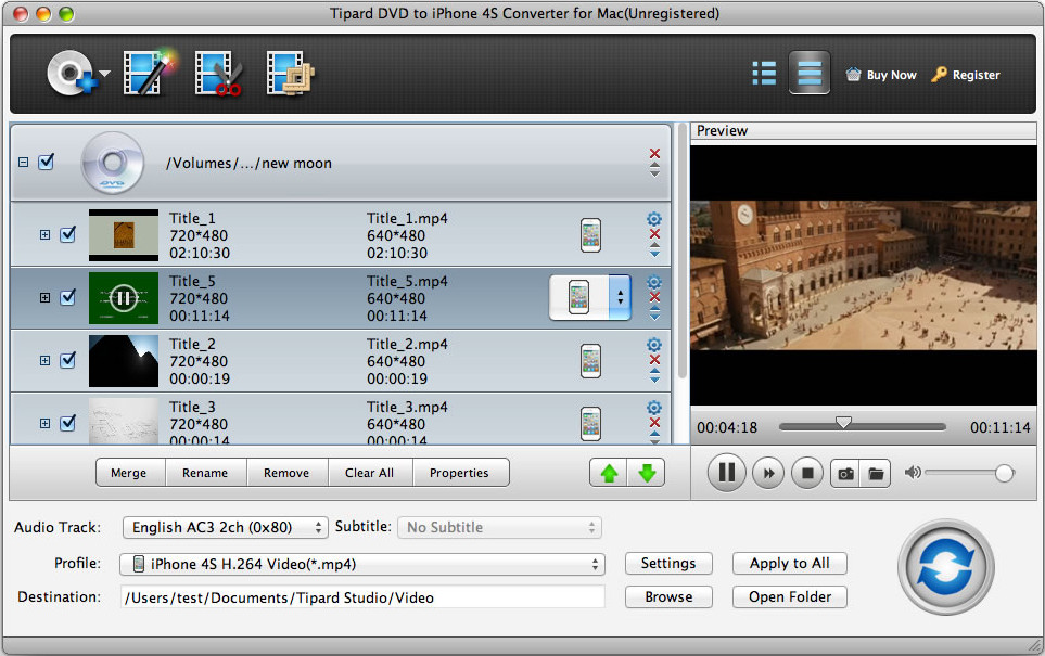 Tipard Mac DVD to iPhone 4S Converter 3.6.16 full