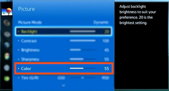 Adjust Color Settings TV