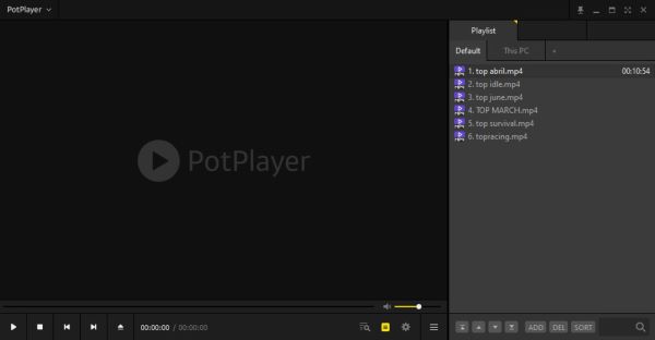 Interface do PotPlayer