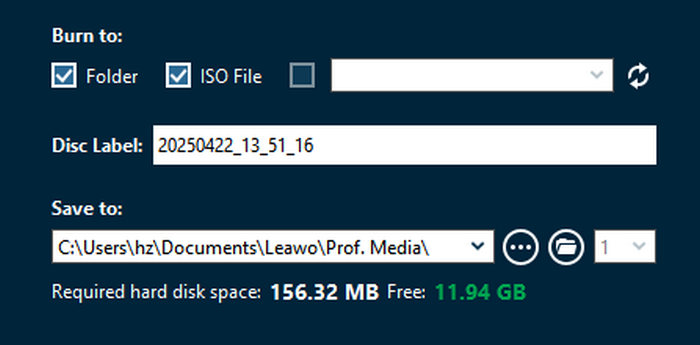 Burn to ISO or Folder
