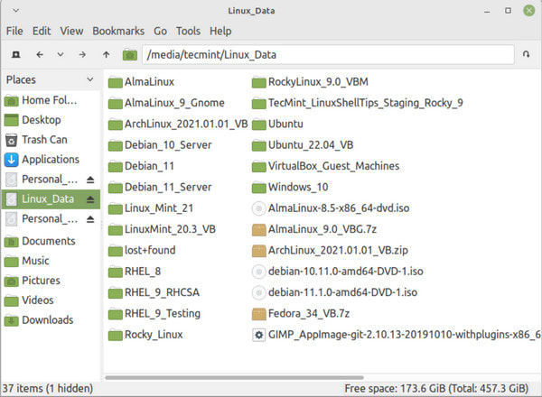 Administrador de archivos de Linux