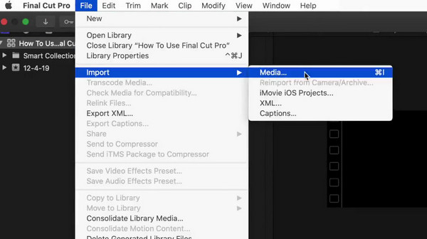 Importa file multimediali Final Cut Pro