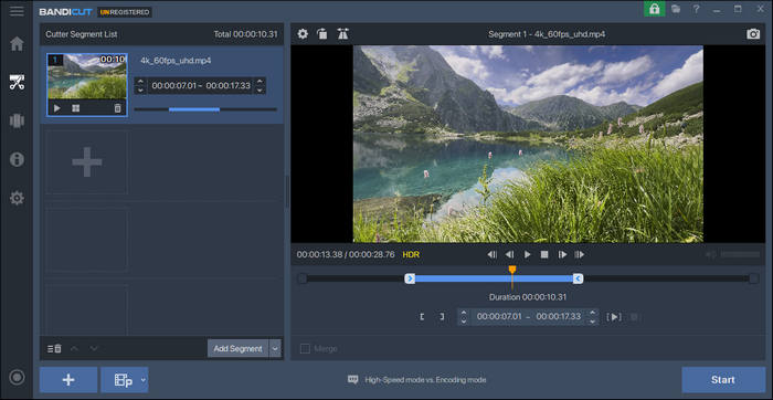 Bandicut Video Cutter Feature Interface