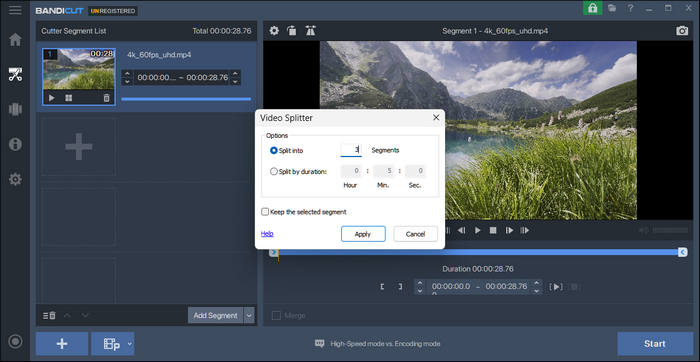 Bandicut Video Splitter Interface