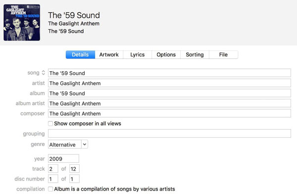تحرير علامات ID3 في iTunes