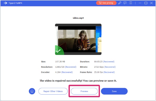 Preview the Fixed Video