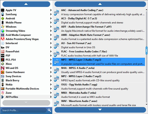 Choose mp3 output file