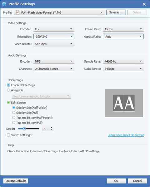 Adjust output settings