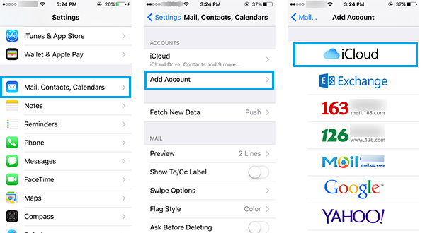 Add New iCloud Account