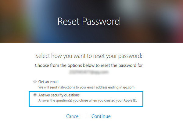 Answer Security Questions to Reset iCloud Password