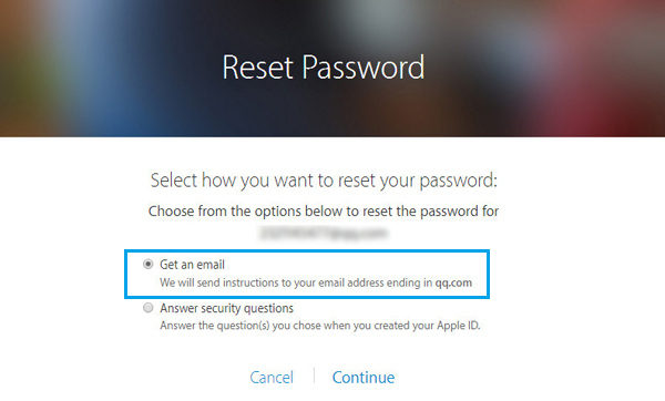 Get An Email to Reset iCloud Password