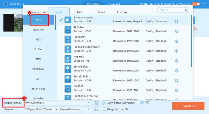Output Format Tipard