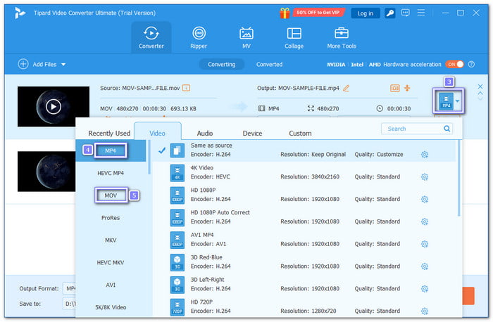 Choose MP4 or MOV as The Output Format