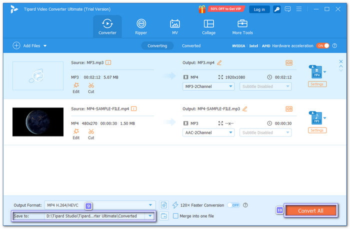 Start Converting MP3 to MP4 or MP4 to MP3