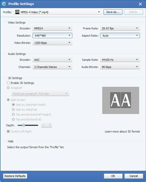 Profile settings