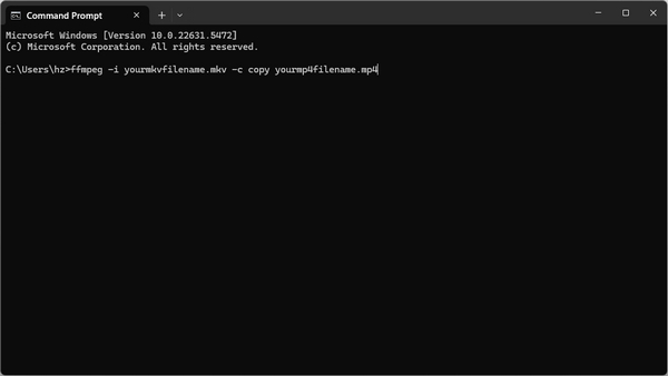 Convert MKV to MP4 in FFmpeg